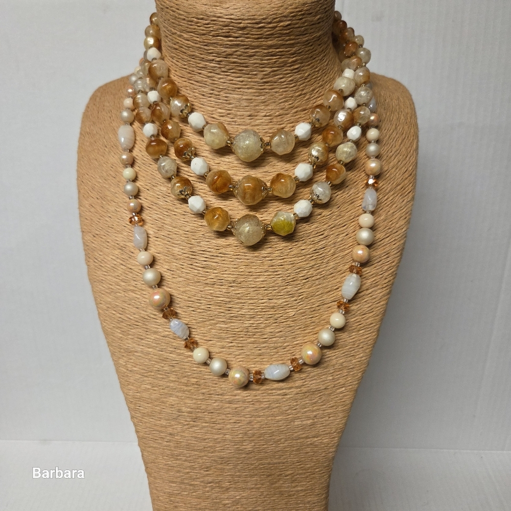 Vintage 2 Pieces Glass and Acrylic Beaded Necklaces